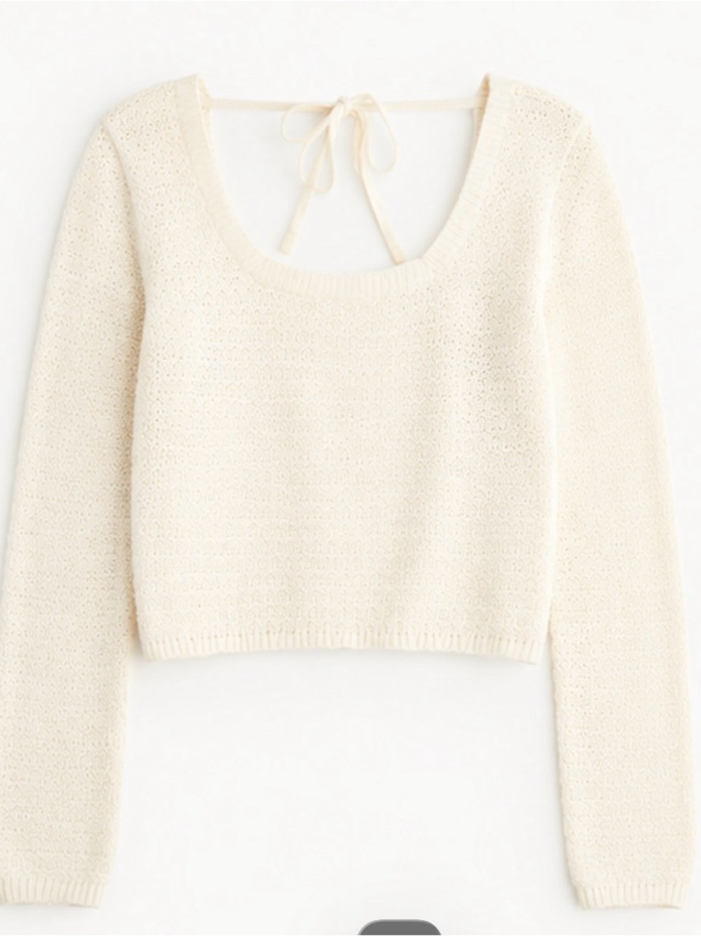 Hollister Cream Open-Back Tie-Back Knit Sweater